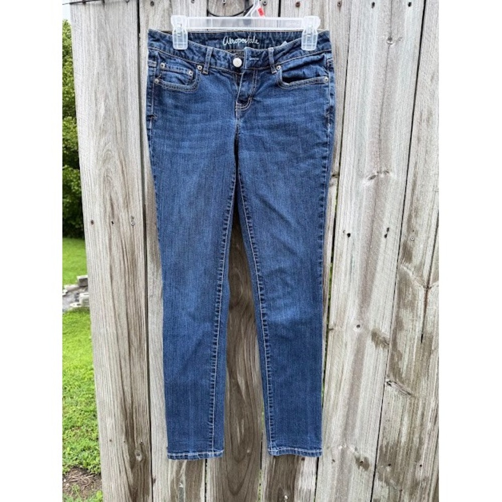 Indie Casual Aeropostale Bayla Curvy Skinny Jeans 4 Blue Stretch Denim